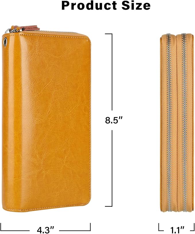 Lavemi Small Compact Women Wallet RFID Blocking Genuine Leather Bifold Purse with ID Windows