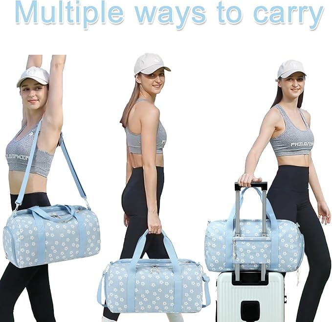 BLUBOON Duffle Bag Girls Kids Cute Gym Bag with Shoes Compartment & Wet Separation Waterproof Sports Overnight Travel Bag