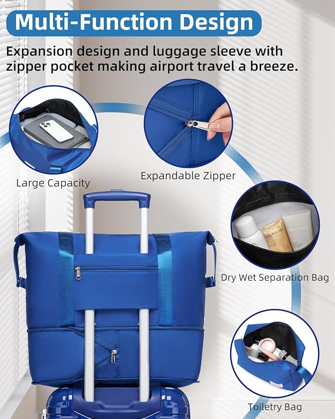 LARVENDER Luggage Sets 6 Piece Hardside Expandable Suitcase with Wheels TSA Lock Double Spinner Wheels, PC+ABS Multicolor Lightweight Travel Luggage Sets for Women, Navy Glow