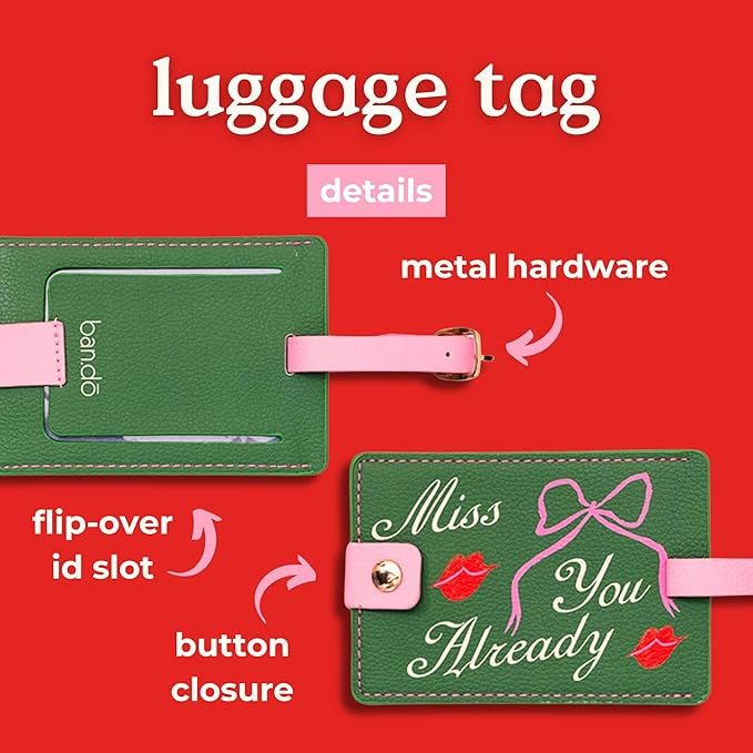 Ban.do Getaway Suitcase Tag for Travel, Durable Vegan Leather Luggage Identifier