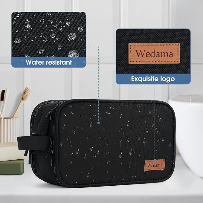 Wedama Toiletry Bag for Men, Handheld Travel Bag, Waterproof Toiletries, Thickened Polyester Dopp Kit, Toiletries Business Trips and Camping, Black