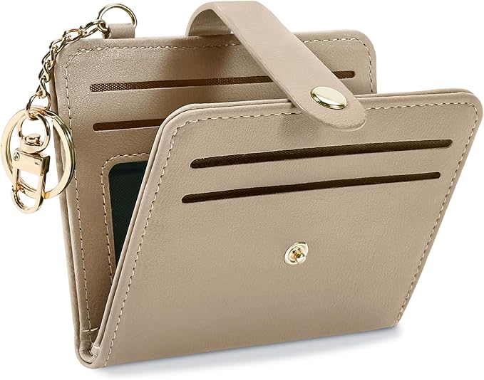 Airkit Small Wallets Woman RFID Blocking Leather Credit Card Holder - with ID Window - Card Wallets for Women - with Zipper Coin Purse - Keychain Wallet