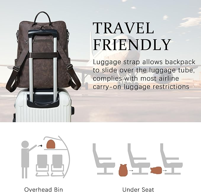 Shrrie Vegan Leather Laptop Backpack for Women 15.6 inch Work Backpack Fashion Travel Backpack Purse for Business College