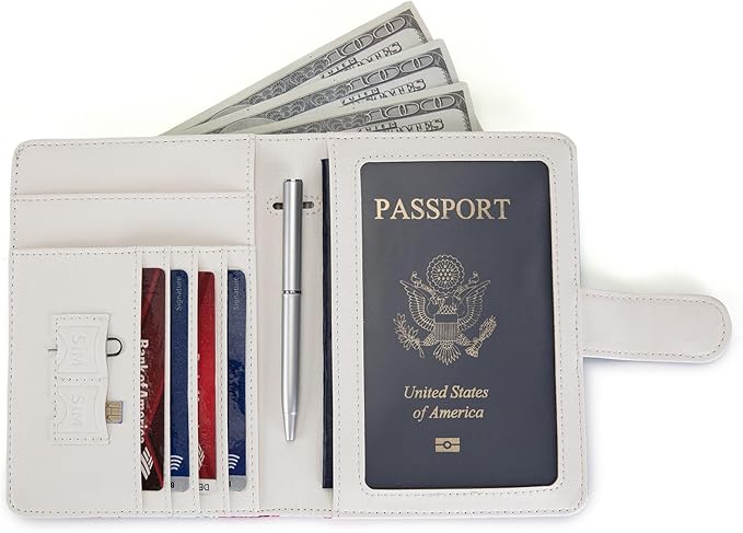 Passport Holder for Travel Essentials, RFID Blocking Passport Wallet Cover with Magnetic Closure, Passport Book Holders for Women and Men (Flowers and Hummingbirds)