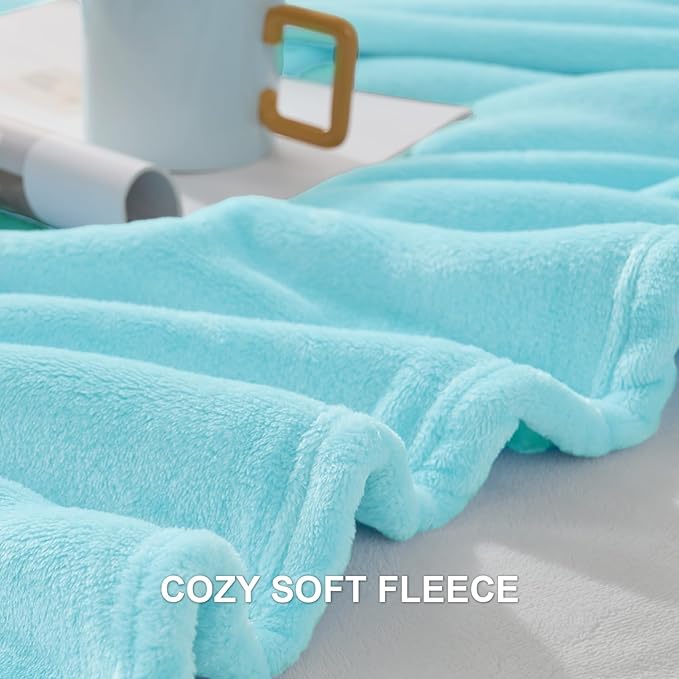 Hansleep Fleece Robin Egg Blue Throw Blanket, Super Soft Blanket Flannel Fuzzy Plush Cozy Blanket for All Seasons, Robin Egg Blue, Throw 50x60 Inches