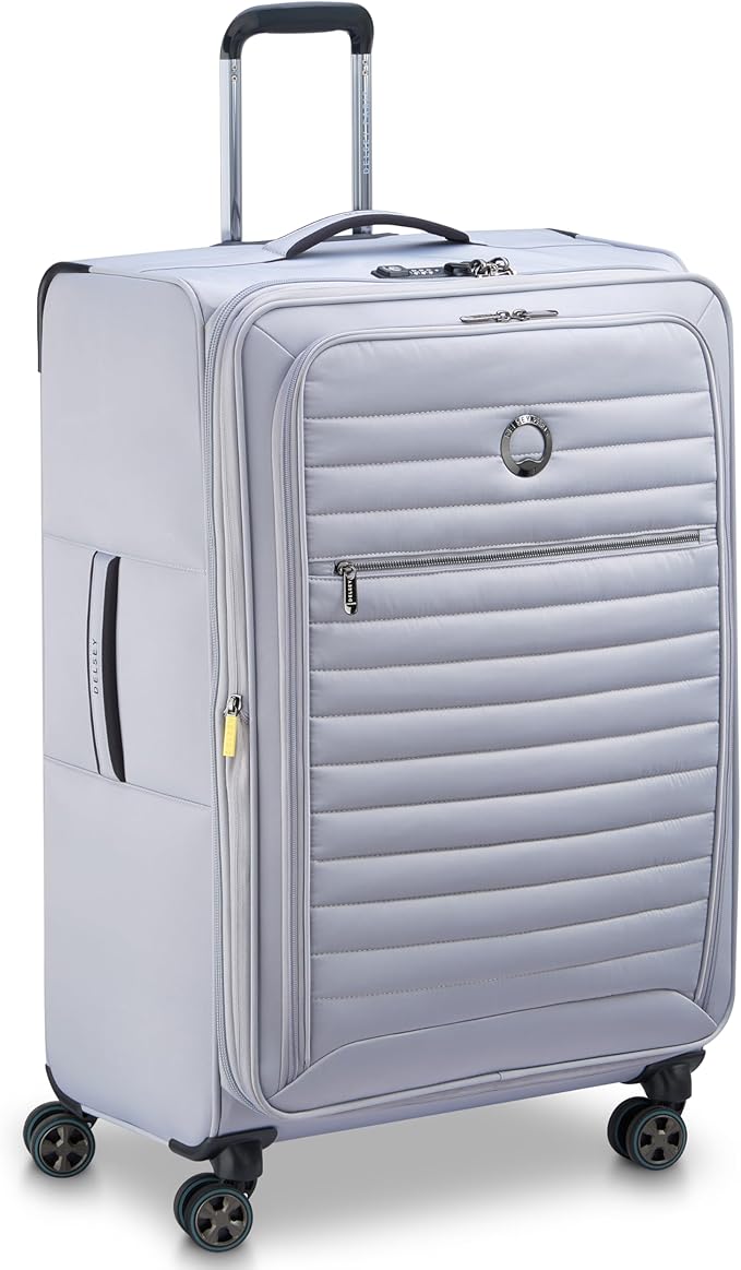 DELSEY PARIS Cruise 3.0 Softside Expandable Luggage with Spinner Wheels, Platinum, Checked-Large 28 Inch
