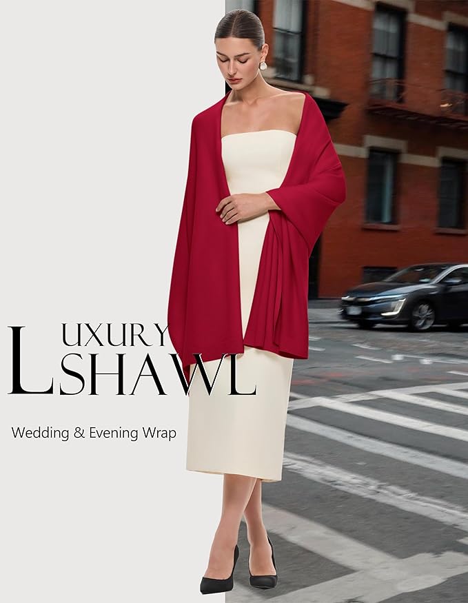PULI Women's Pashmina Shawl Wraps for Evening Dress Large Scarf Blanket Long Wedding Bridal Winter Warm Shoulder Wrap