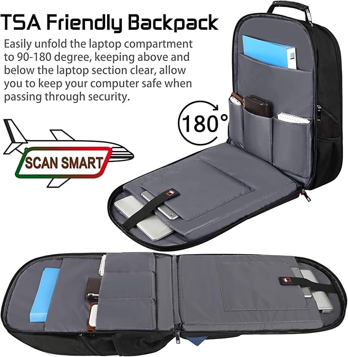 Mogplof 18.4 Laptop Backpack Men Women, 55L-60L Extra Large Laptops Backpack, TSA Friendly Flight Approved and RFID Anti-theft Pocket,Water Resistant Suiltable for Traveling