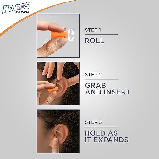 HEAROS Nanos Earplugs, X-Small, NRR 28, 100 Pair, PU Foam, Extreme Comfort, Orange (5891)