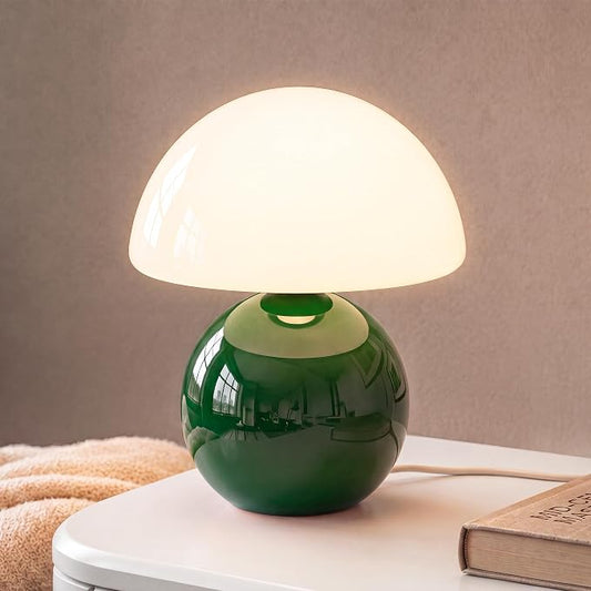 Mushroom Lamp Table Lamp for Bedroom,Desk Bedside Small Lamps for Living Room Night Stands,Mushroom Decor Cute Mini Modern Mid Century Lamps,Unique Aesthetic Living Room Decor(Dark Green)