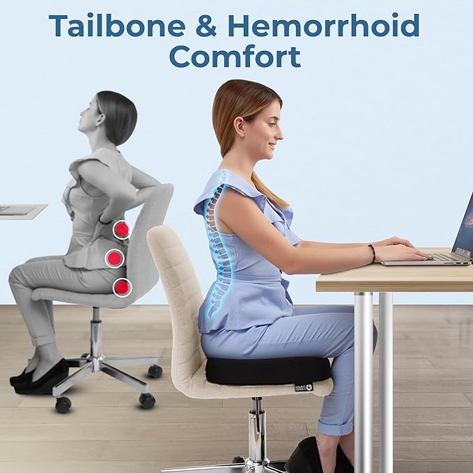 5 STARS UNITED Donut Pillow Hemorrhoid Tailbone Cushion – Large Floor Cushion for Pain Relief – Coccyx, Prostate, Sciatica, Pelvic Floor, Pressure Sores, Pregnancy, Postpartum Recovery, Black
