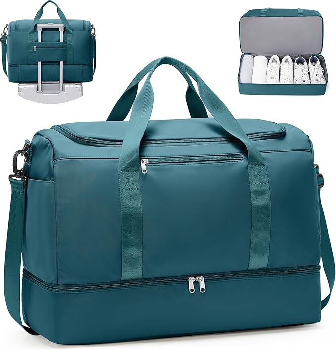 Travel Duffle Bag with Shoe Compartment, XL Weekender Bags for Women, Carry On Overnight Bags for Gym Sports & Business Trips, Water-Resistant Hospital Bag for Labor and Delivery