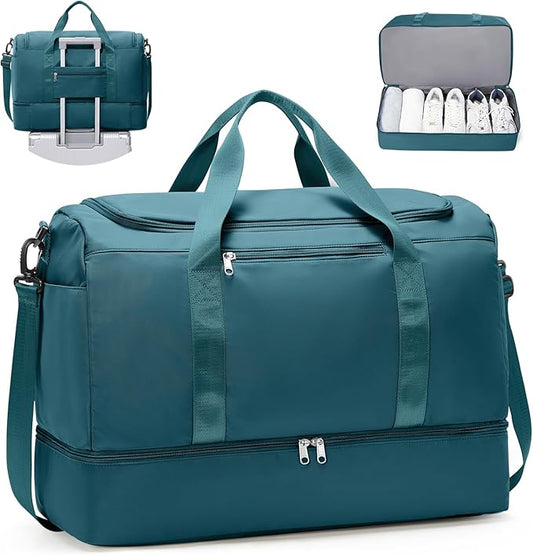 Travel Duffle Bag with Shoe Compartment, XL Weekender Bags for Women, Carry On Overnight Bags for Gym Sports & Business Trips, Water-Resistant Hospital Bag for Labor and Delivery