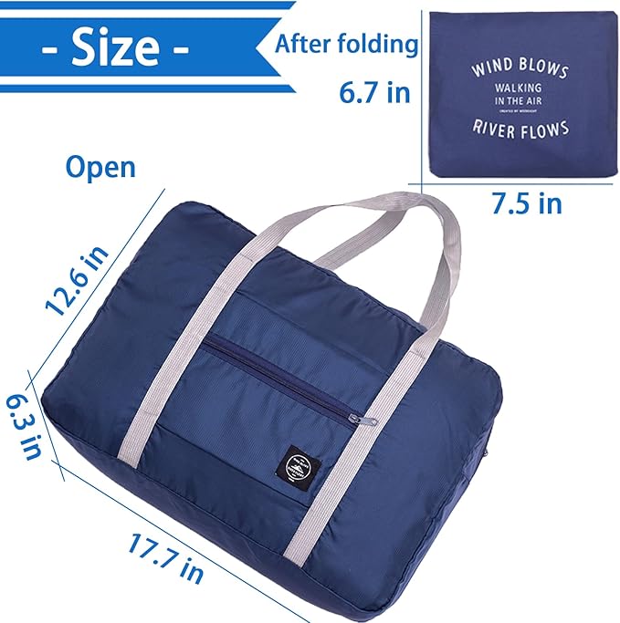 Foldable Travel Duffel Bags 2PCS Tote Carry On Luggage Spirit Airlines Personal Item Sports Gym Weekender Overnight Bags for Women and Men (Red+Blue)