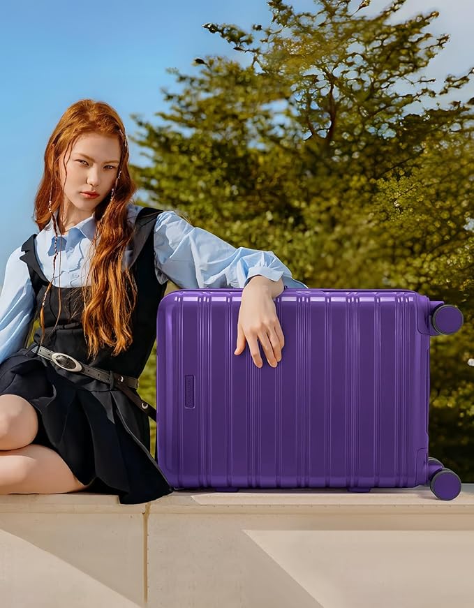 LARVENDER Carry On Luggage 22x14x9 Airline Approved, 20 Inch Expandable PC+ABS Hardside Suitcase Carry On Luggage with Spinner Wheels TSA Lock for Women Men (Purple)