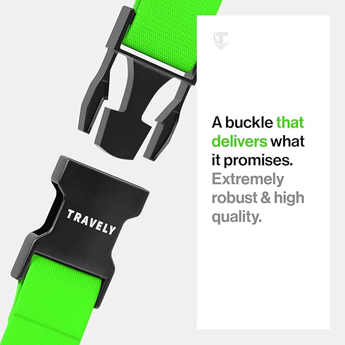 TRAVELY Luggage Straps - Particularly conspicuous & Secure - Incl. 2 Name Tags - Luggage Strap Ideal crosswise - [Set of 2]