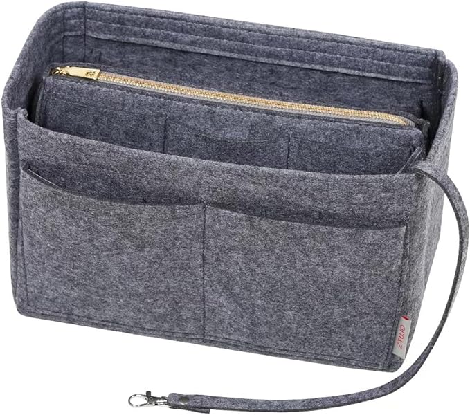 ZTUJO Purse Organizer Insert, Felt Bag Organizer with Metal Zipper, Handbag & Tote Shaper, For Speedy Neverfull Tote, 7 Sizes