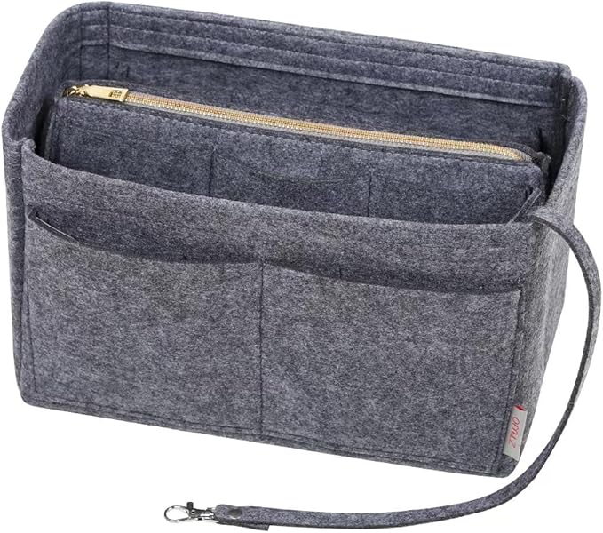 ZTUJO Purse Organizer Insert, Felt Bag Organizer with Metal Zipper, Handbag & Tote Shaper, For Speedy Neverfull Tote, 7 Sizes
