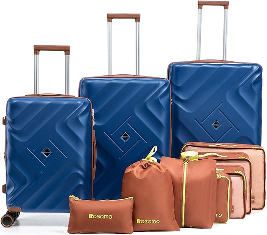 10 piece Luggage Set Expandable Suitcase 22x14x9 Airline Approved Carry on, ABS Hard Case Suitcases with Spinner Wheels,TSA Lock