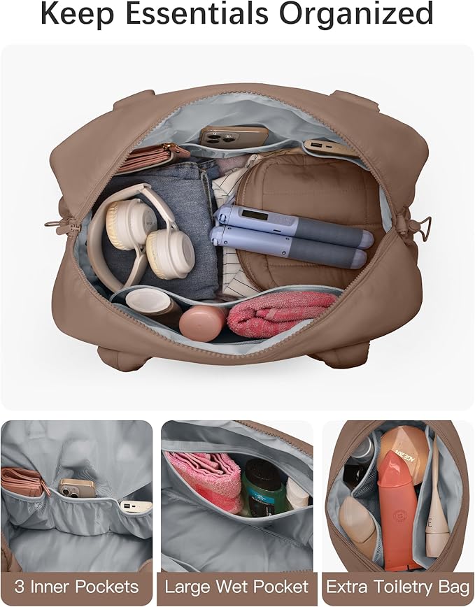 oscaurt Gym Bag for Women Lightweight Duffle Bag for Travel with Toiletry Pouch Water Resistant Carry On Weekender Overnight Duffel