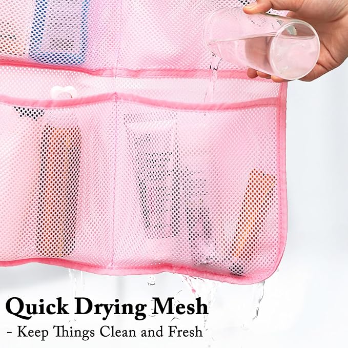 Fammart Mesh Shower Caddy Hanging, Quick-Drying Shower Organizer with 7 Pockets, Portable Bathroom Organizers and Storage for Shampoo, Soap, Loofah, Travel, and Cruise Essentials
