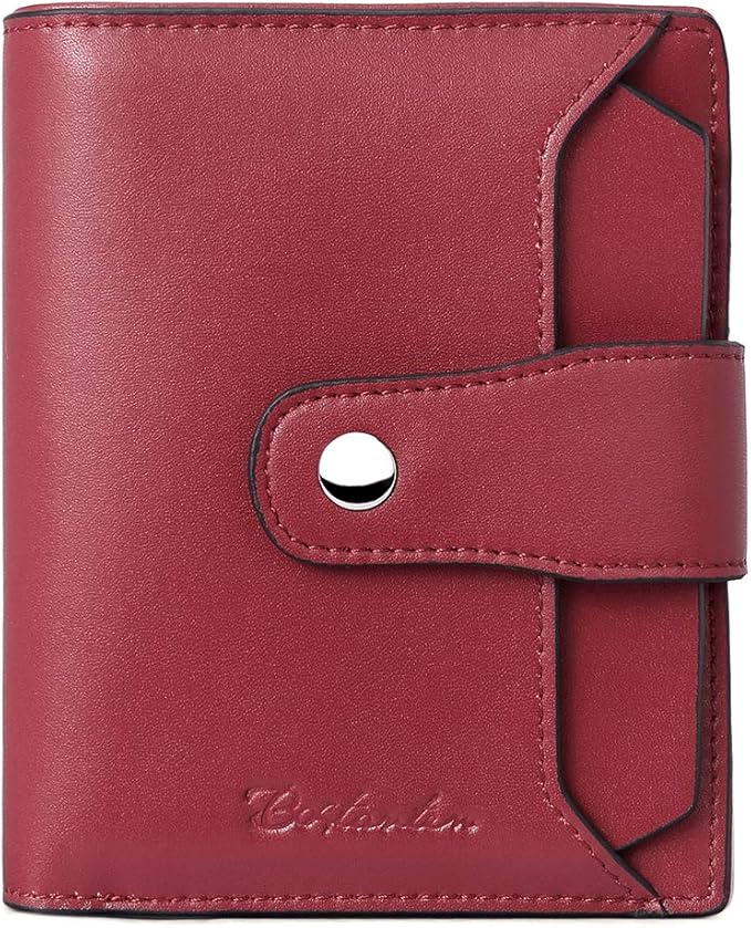 BOSTANTEN Women Leather Wallet RFID Blocking Small Bifold Zipper Pocket Wallet Card Case Purse with ID Window