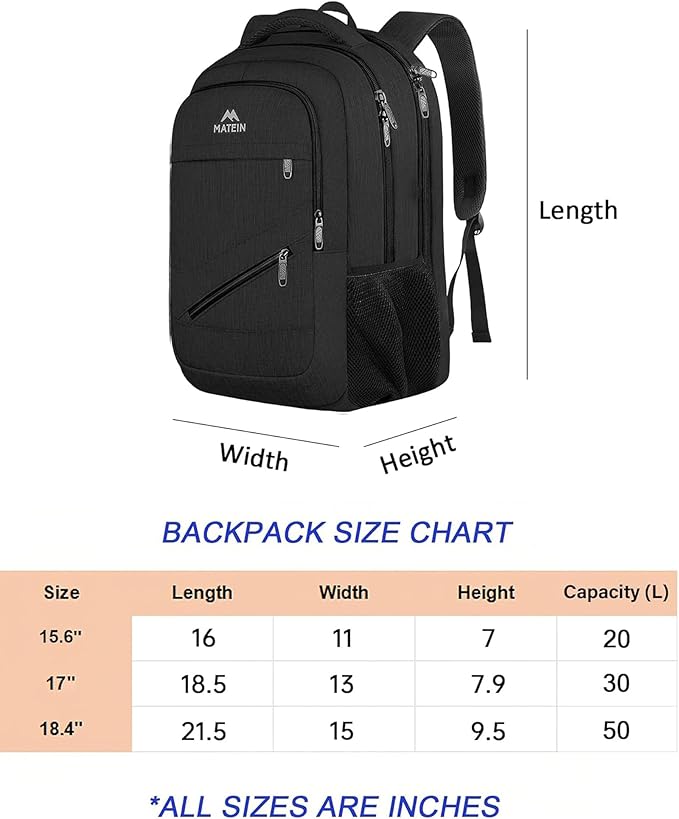 MATEIN 17 Inch Work Laptop Backpack, Large College Computer Bookbag with TSA Laptop Compartment, Water Resistant Business Travel Backpack with Anti Theft Pocket, Graduation Gifts for Men Women