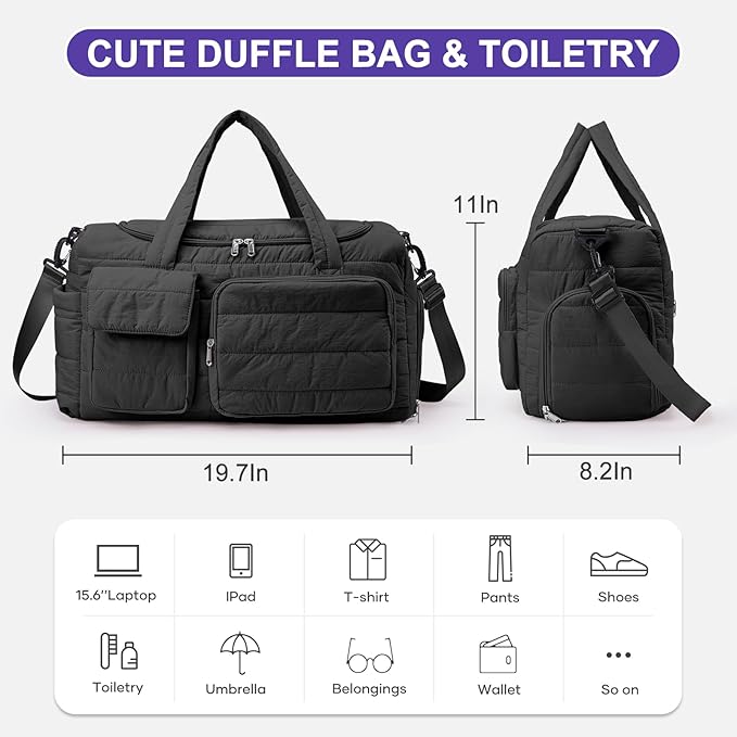 Small Gym Bag for Women, Travel Duffle Bag Carry On Weekender Bag with Shoe Compartment
