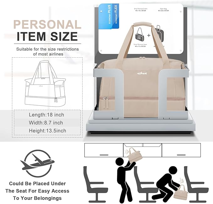 ETRONIK Gym Bag for Women, Personal Item Travel Bag with Shoes Compartment, Weekender Overnight Duffel Bag with Wet Pocket, Carry On Bag for Women, Travel, Gym, Weekend