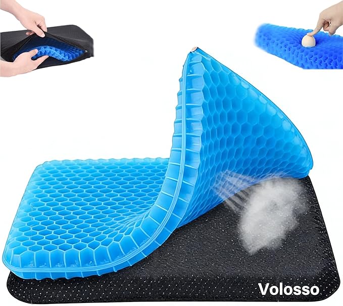 Gel Seat Cushion, Cushion, Gel Seat Cushion for Long Sitting, Breathable Honeycomb Design Absorbs Pressure Points Chair Pad, for Office Chair, Wheelchair, Car & Truck (42 * 36 * 4.5cm)