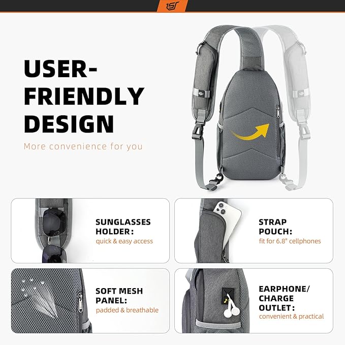 SKYSPER Sling Bag RFID Crossbody Sling Backpack Cross Body Shoulder Bag Travel Hiking Daypack for Women Men(Darkgrey)