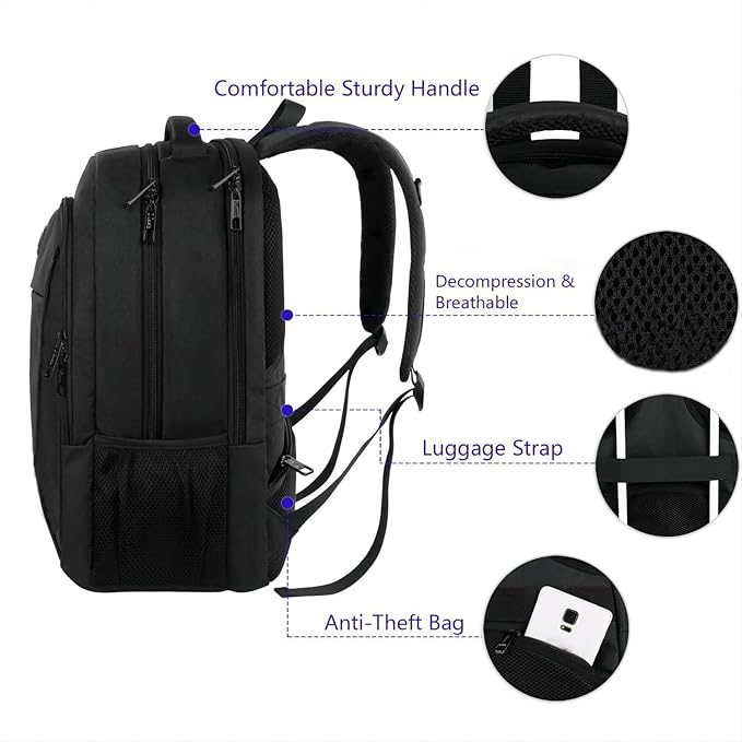 MATEIN Business Laptop Backpack, 15.6 Inch Travel Laptop Bag Rucksack, Water-Resistant Bag Daypack for Work College Computer Men Women Backpack, Black