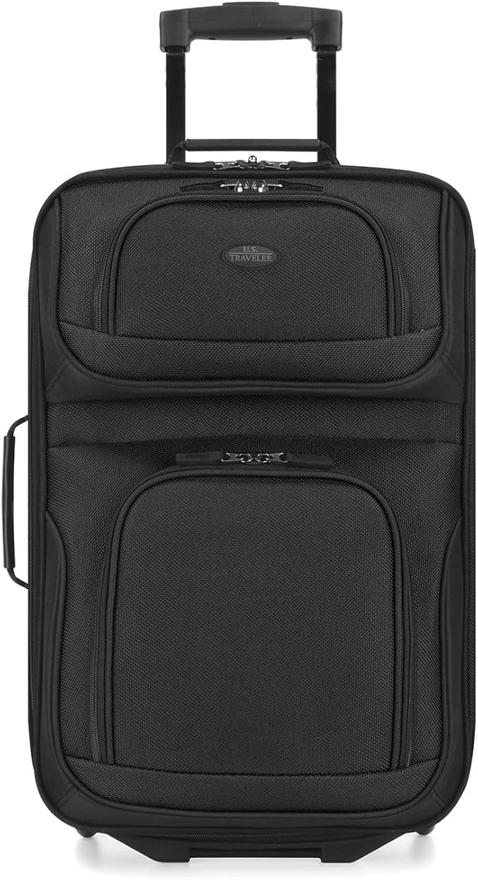 U.S. Traveler Rio Lightweight Softside Rolling Carry-on Suitcase, 2-Wheel Single, Black