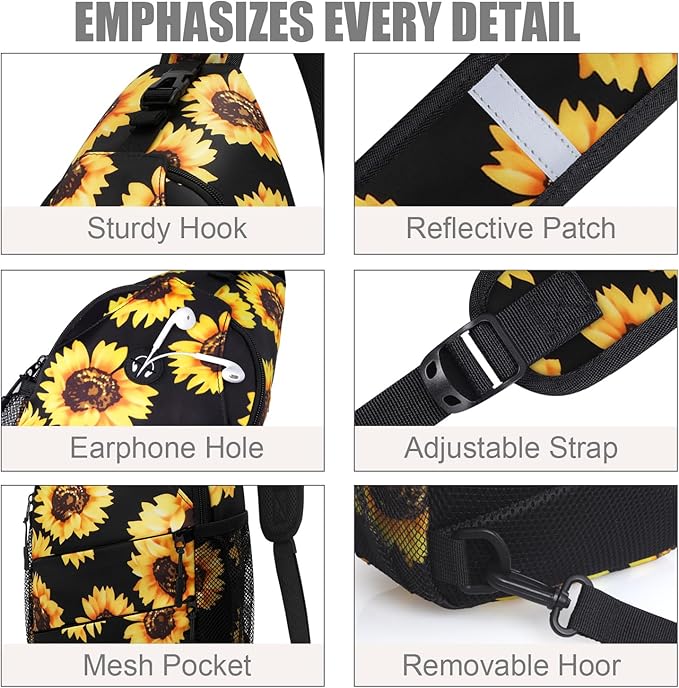 Crossbody Bags for Women Men Trendy Sling Bag Backpack Casual Chest Bag with Convertible Shoulder Strap