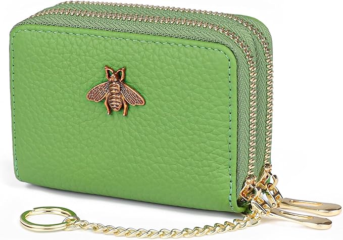 imeetu RFID Credit Card Holder, Small Leather Zipper Card Case Wallet for Women