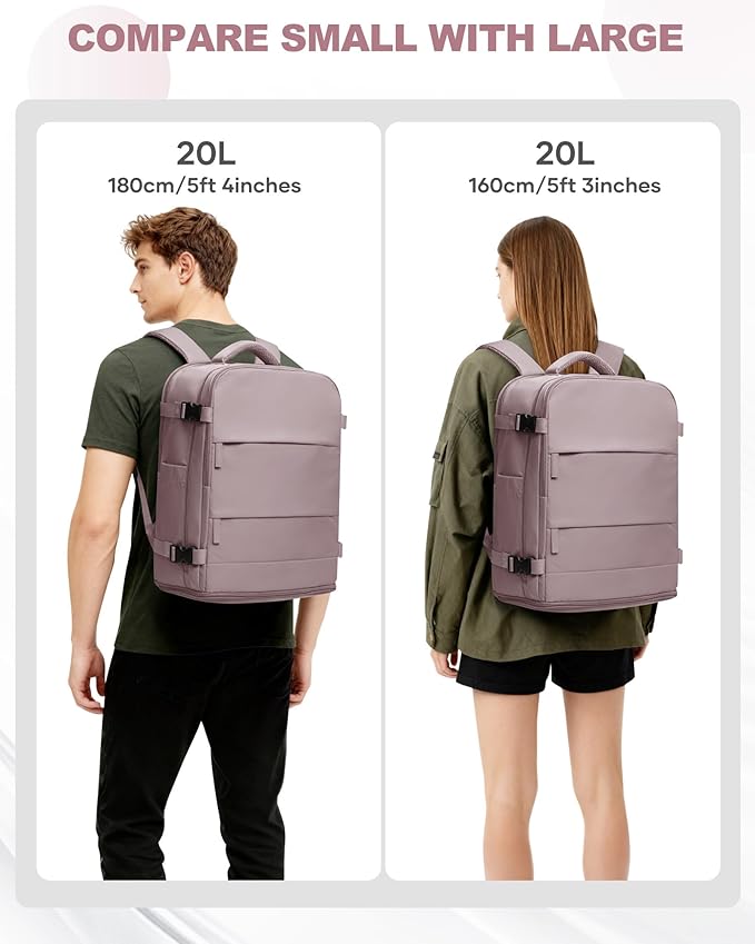 coowoz Travel Backpack Carry On for Women Man Gym Backpacks with Laptop Compartment Mochila de Viaje Teacher Personal Item Backpack Rucksack Airplane Accessories Must Haves Pink Purple Small