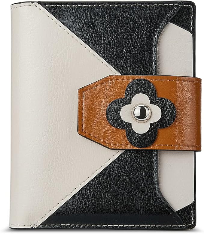 BOSTANTEN Women Leather Wallet RFID Blocking Small Bifold Zipper Pocket Wallet Card Case Purse with ID Window