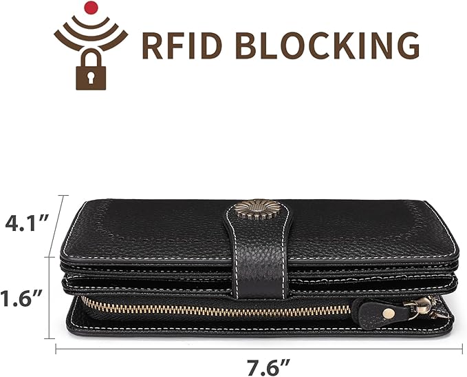 SENDEFN Wallets for Women Leather Credit Card Holder with RFID Blocking Large Capacity Wristlet | with RFID Blocking, Large Capacity, Wristlet, with RFID Blocking, Large Capacity, Wristlet