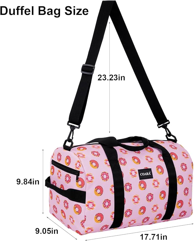 Kids Duffle Bag Overnight Bags for Boys and Girls Weekender Sleepover Carry-On Tote for Traveling Gym Sport Dance (Donuts)