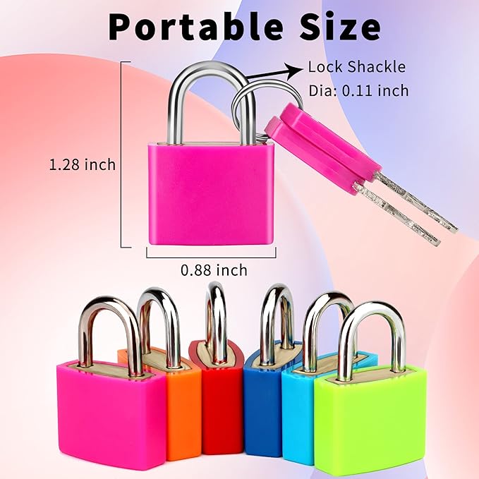 6 Pcs Suitcase Locks with Copper Keys Protect Your Belongings with Febwind's Set of 6 Mini Padlocks Multicolor Durable Locks for Suitcases Backpacks Boxes Cabinet and Laptop Bags