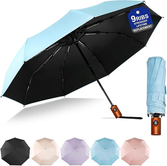 SoulRain Travel Umbrella - Compact Umbrella for Rain - Perfect Large Auto Folding Umbrella - Ideal Car umbrella, Small umbrella, and Travel Companion