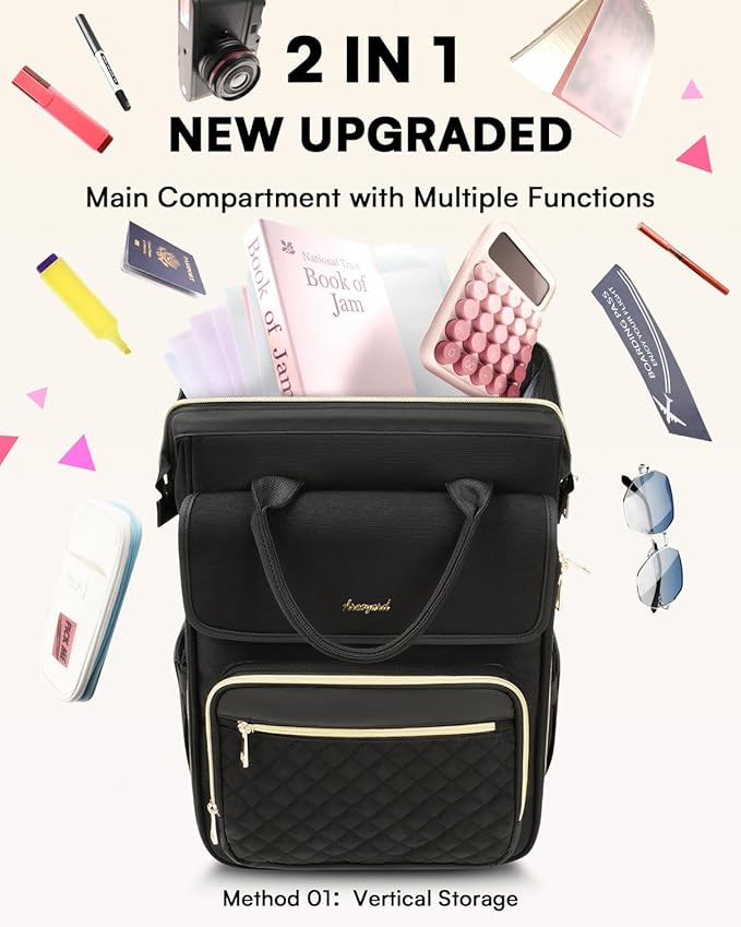 Rolling Backpack for Women, Travel Rolling Laptop Backpack with Wheels, Vertical & Horizontal Storage 2 In 1, Flip-Top Design, Water-Resistant Overnight College Underseat Carry on Luggage