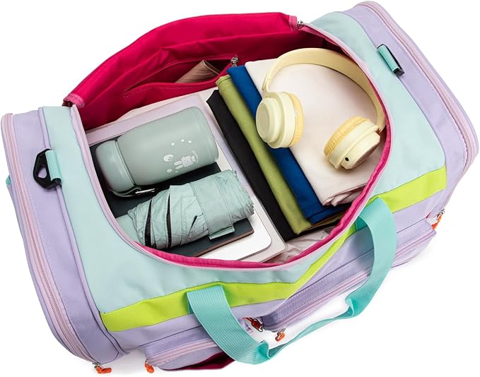HawLander Large Kids Duffle Bag for Travel, Overnight, or Weekender, 22" inch (Light Green)