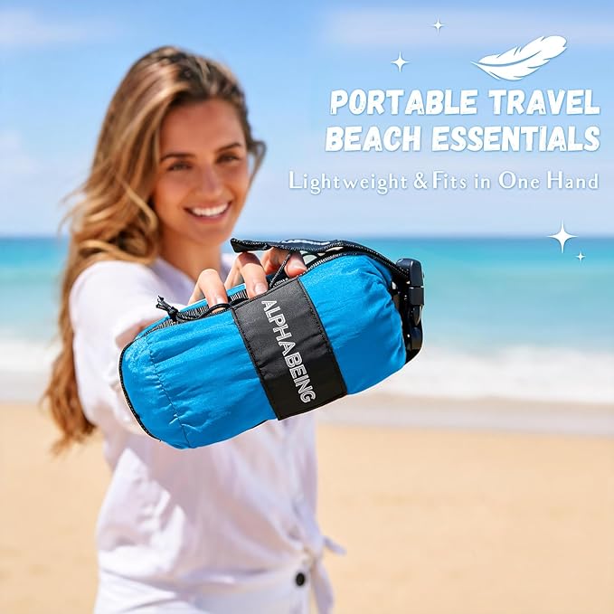 AlphaBeing Beach Blanket Waterproof Sandproof, Extra Large Beach Mat for 1–8 Adults, Oversized Picnic Blanket with 4 Stakes & Storage Bag, Essential Beach Gear for Travel