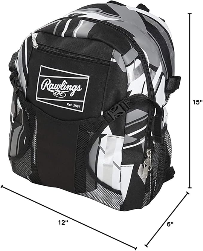Rawlings | REMIX Backpack Equipment Bag | T-Ball & Youth Baseball / Softball | Black