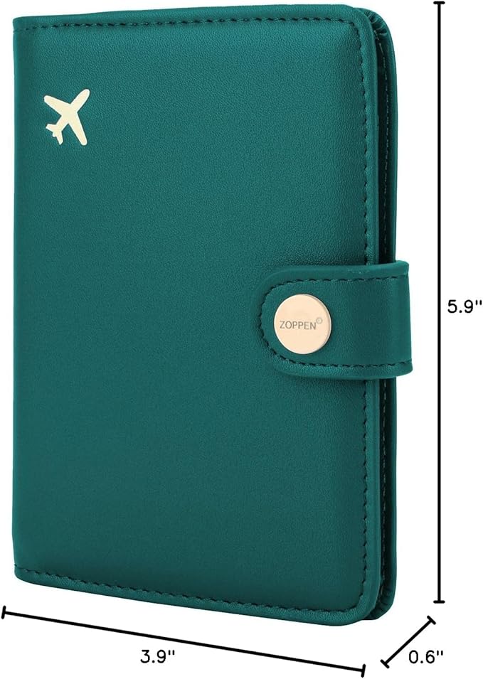 ZOPPEN Passport Holder Women, Passport Cover Travel Wallet Rfid Blocking Passport Wallet Cover Case Travel Essentials Document Organizer, Tea Green