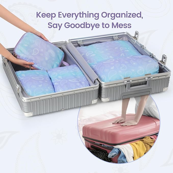 Cambond Compression Packing Cubes for Travel - Lightweight Expandable Travel Bags Luggage Organizers Travel Essentials Compression Cubes for Travel Space Saver for Carry on Suitcases Organizer