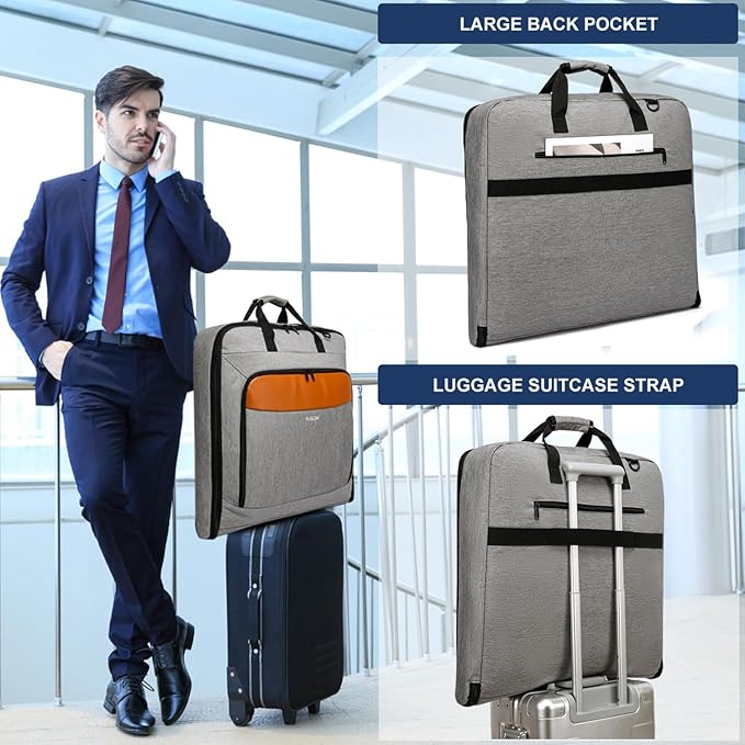 Garment Bag Travel Suit Bag Large 40-Inch Carry on Bag Up to 3 Suits,2 in 1 Hanging Luggage Bags, Fits 15.6Inch Laptop