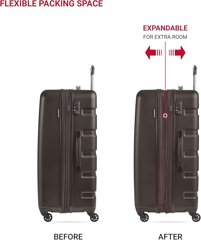 SwissGear 7366 Signature Hardside Expandable Luggage with Spinner Wheels, TSA Lock, Cup-Holder, Chocolate, 2-Piece Set (19/27)