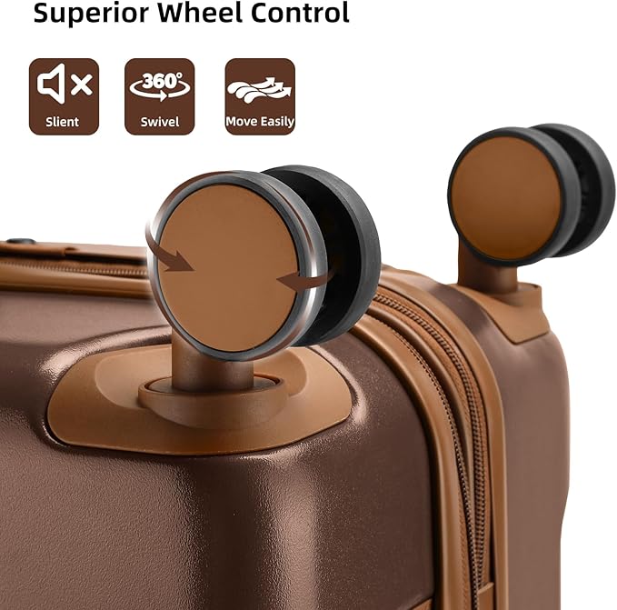 LARVENDER Carry On Luggage 22x14x9 Airline Approved with Spinner Wheels, Expandable 20 Inch Luggage with TSA Lock, Hard Shell Carry On Suitcases for Women Men, Maple